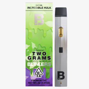 Incredible Hulk Sativa Blinkers 2G vaporizer and packaging