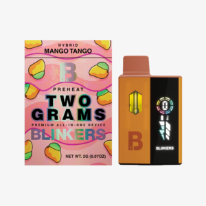 Blinkers Two Grams Mango Tango hybrid vape device with colorful packaging and LED screen